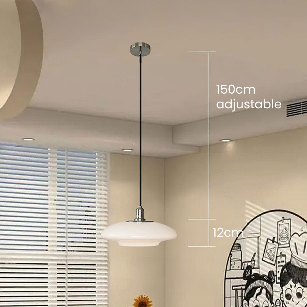 Modern White Glass Pendant Light - Minimalist Design with Soft Glow