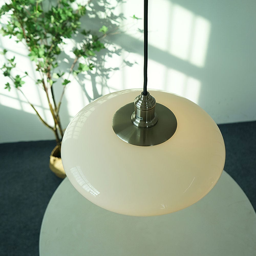 Modern White Glass Pendant Light - Minimalist Design with Soft Glow