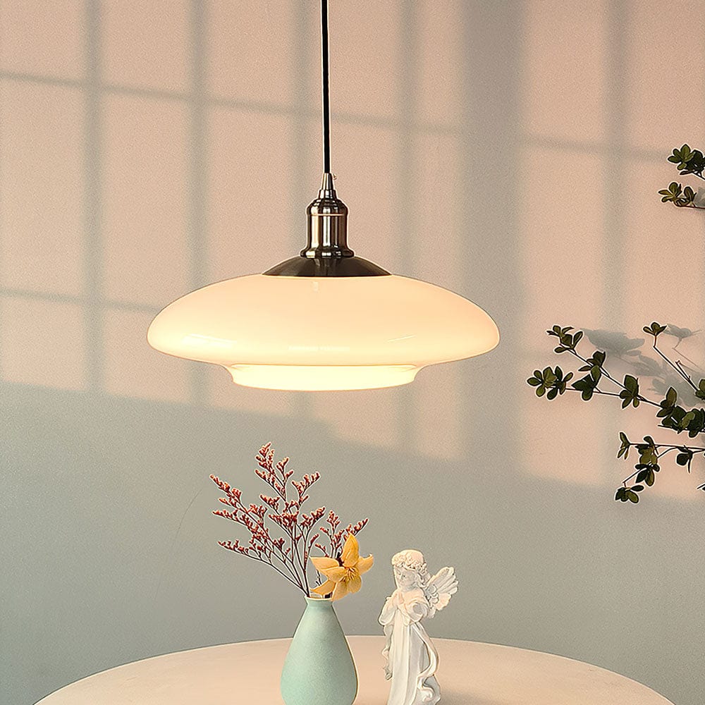 Modern White Glass Pendant Light - Minimalist Design with Soft Glow