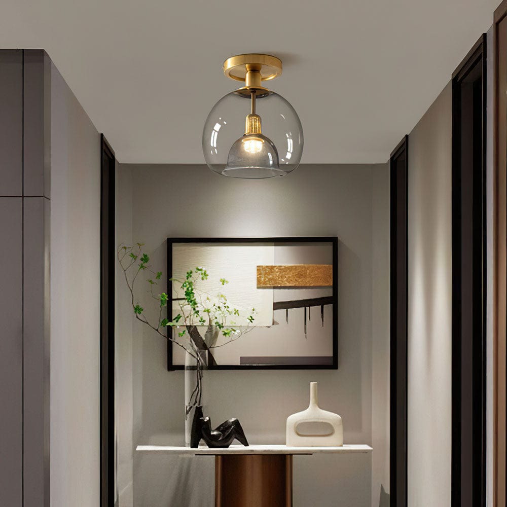 Modern Grey Glass Ceiling Light - Minimalist Corridor & Hallway Fixture