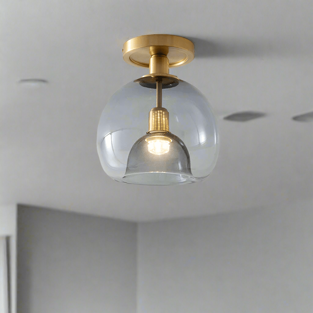 Modern Grey Glass Ceiling Light - Minimalist Corridor & Hallway Fixture