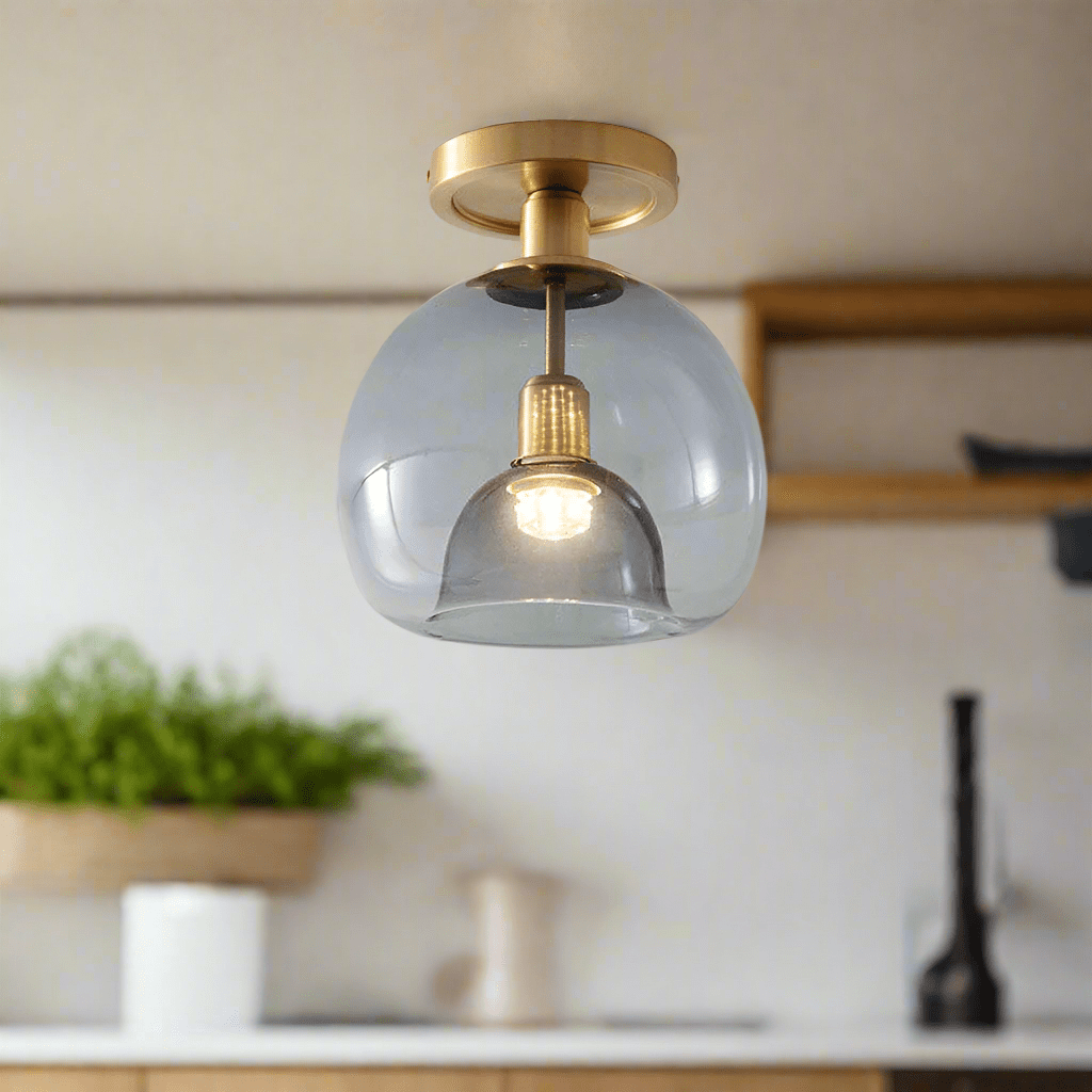 Modern Grey Glass Ceiling Light - Minimalist Corridor & Hallway Fixture