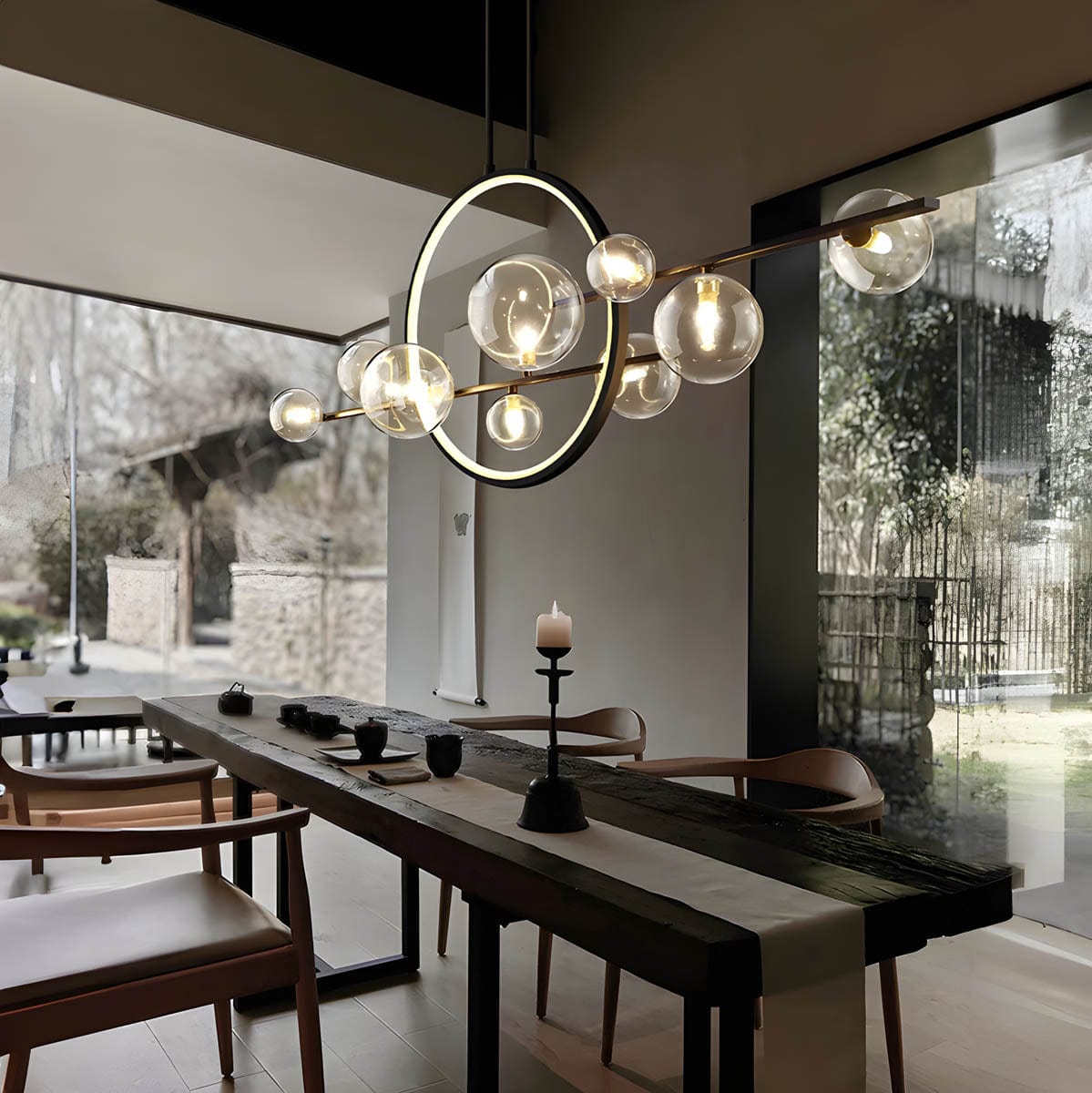 ELARA Ring Light with Glass Balls - Modern LED Pendant Light