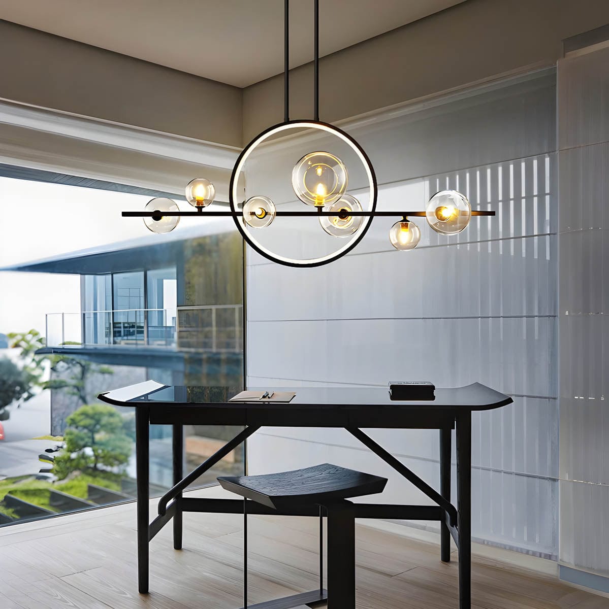 ELARA Ring Light with Glass Balls - Modern LED Pendant Light