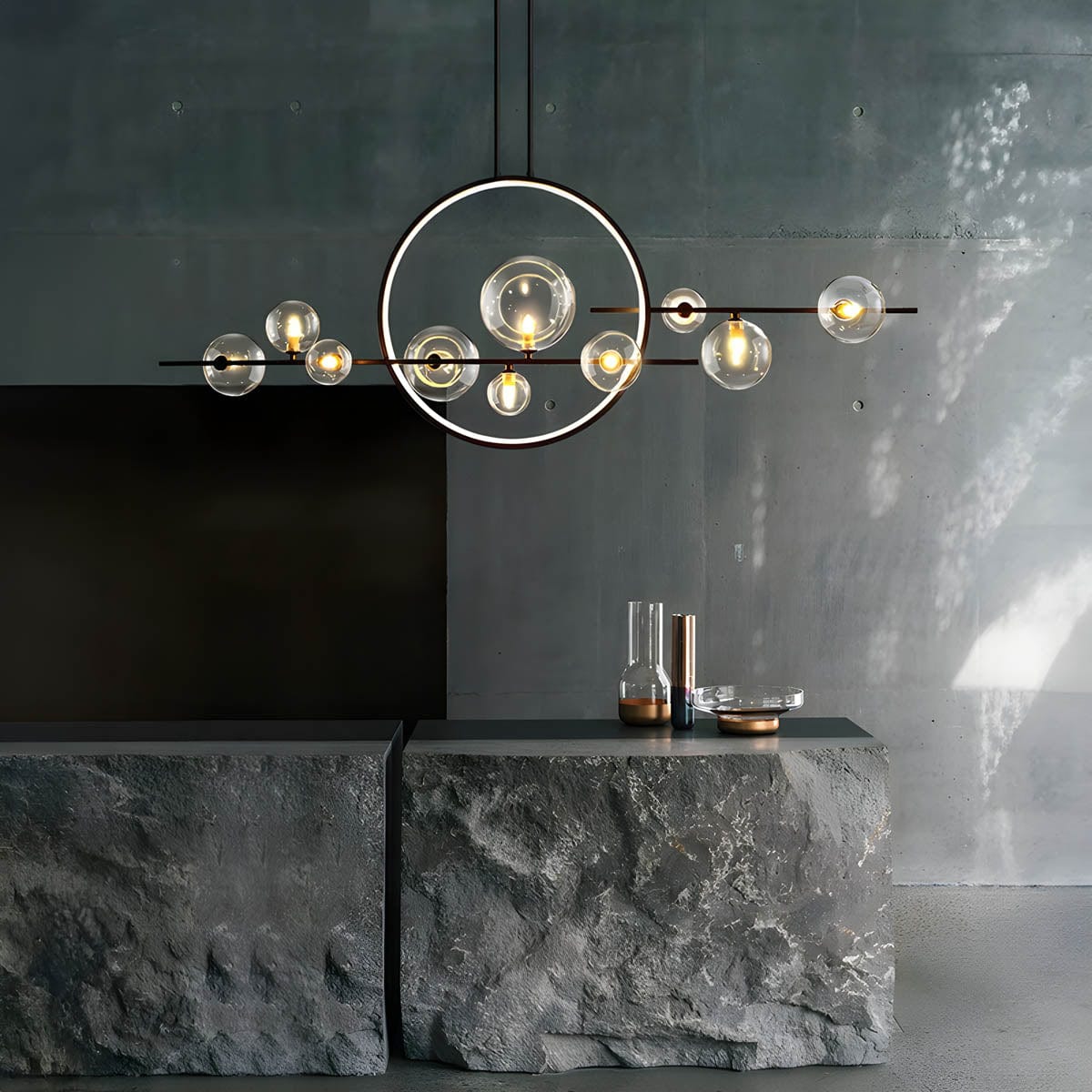 ELARA Ring Light with Glass Balls - Modern LED Pendant Light