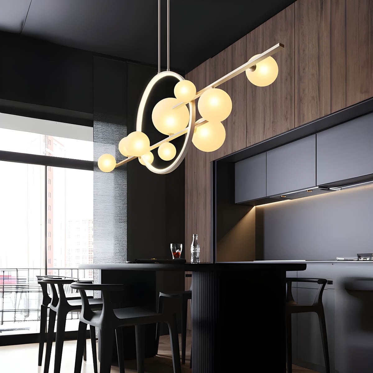 ELARA Ring Light with Glass Balls - Modern LED Pendant Light