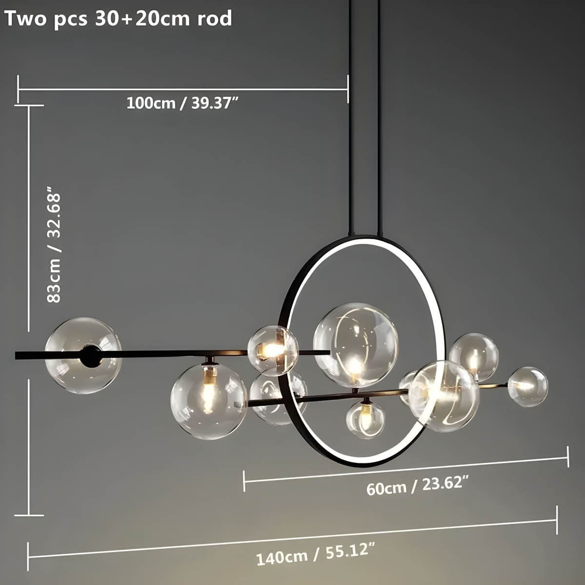 ELARA Ring Light with Glass Balls - Modern LED Pendant Light