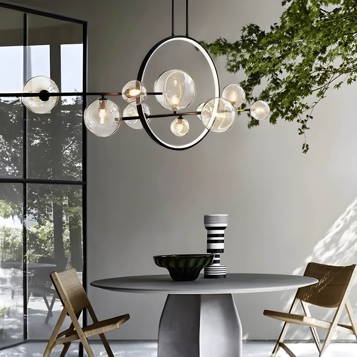 ELARA Ring Light with Glass Balls - Modern LED Pendant Light