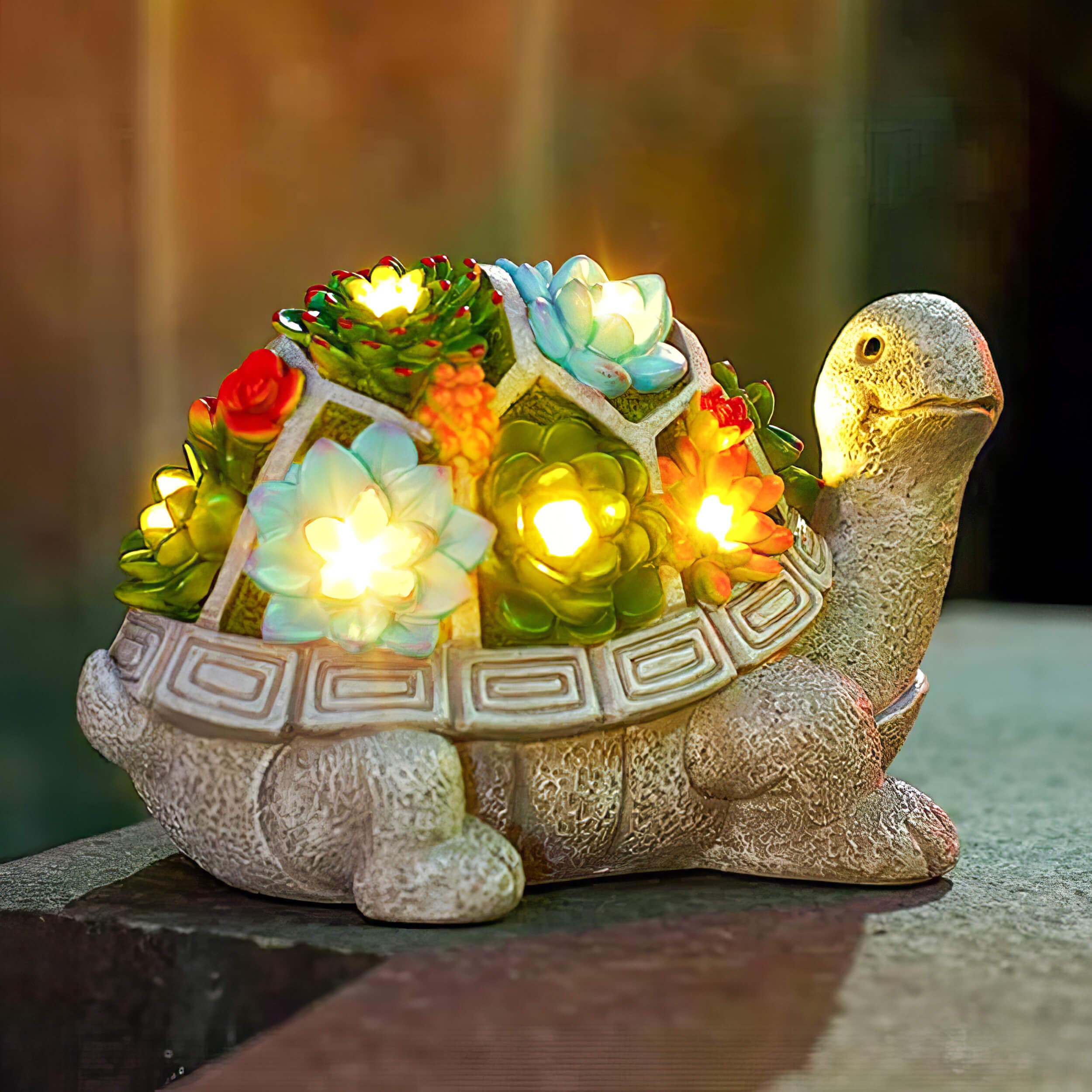 Floral Twilight Turtle – Solar-Powered Garden Light