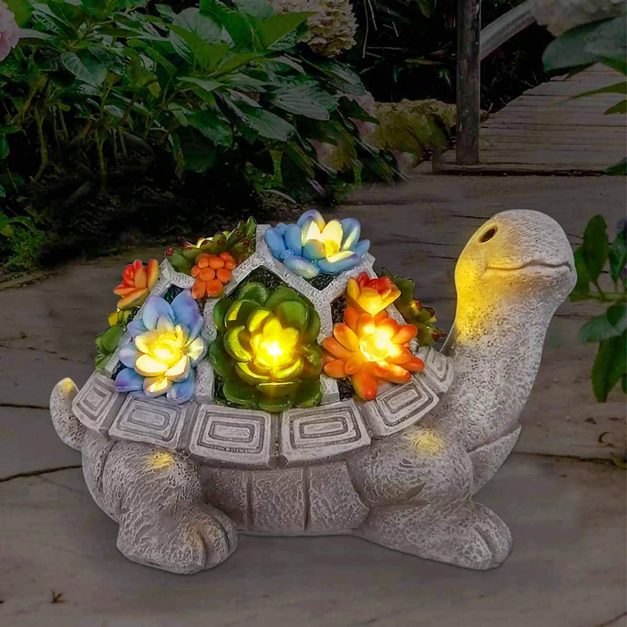 Floral Twilight Turtle – Solar-Powered Garden Light