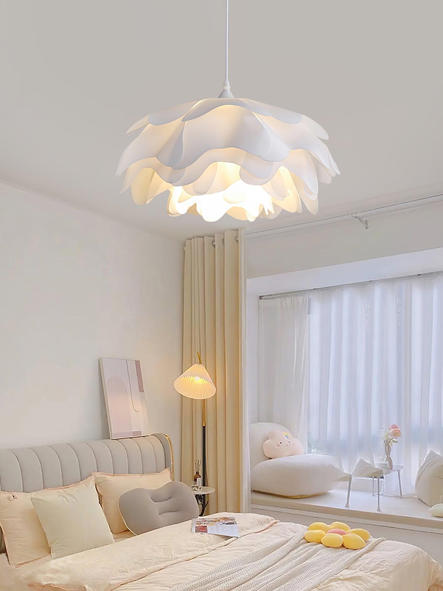 White Flower Pendant Light with Adjustable Height