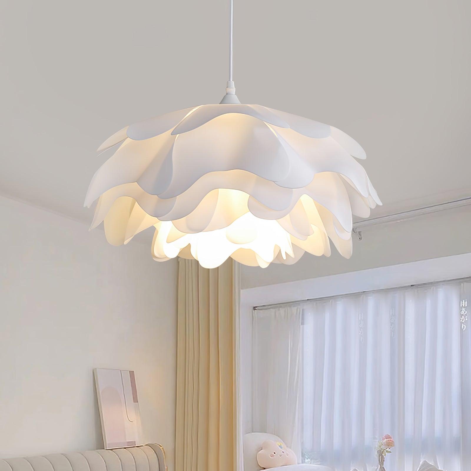 White Flower Pendant Light with Adjustable Height