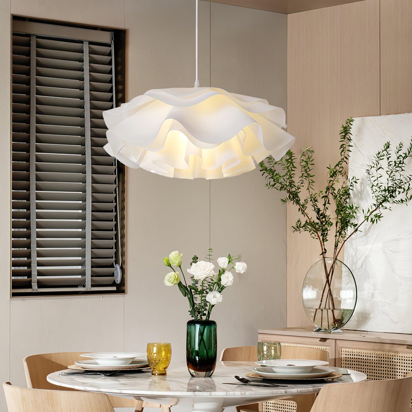 White Flower Pendant Light with Adjustable Height