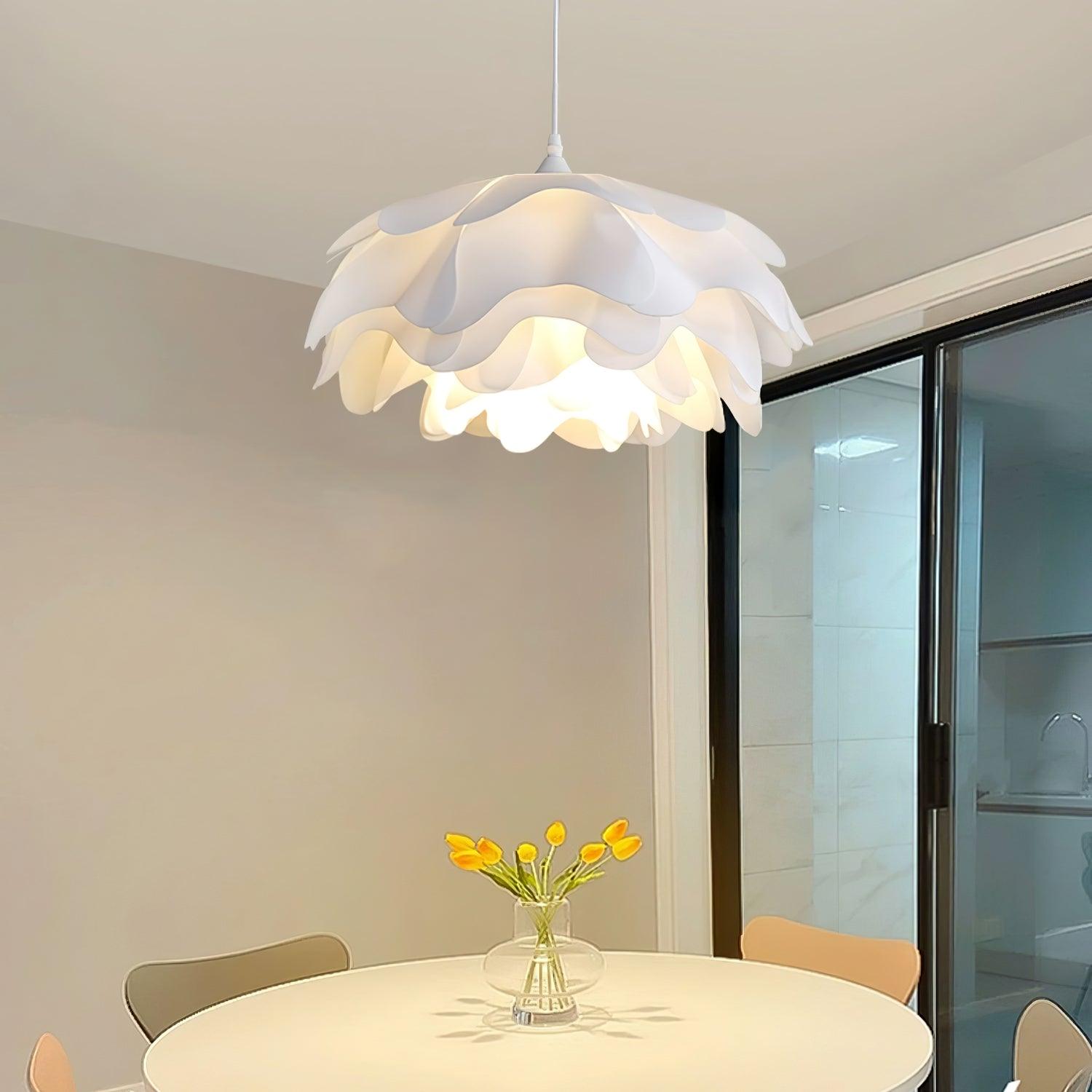 White Flower Pendant Light with Adjustable Height