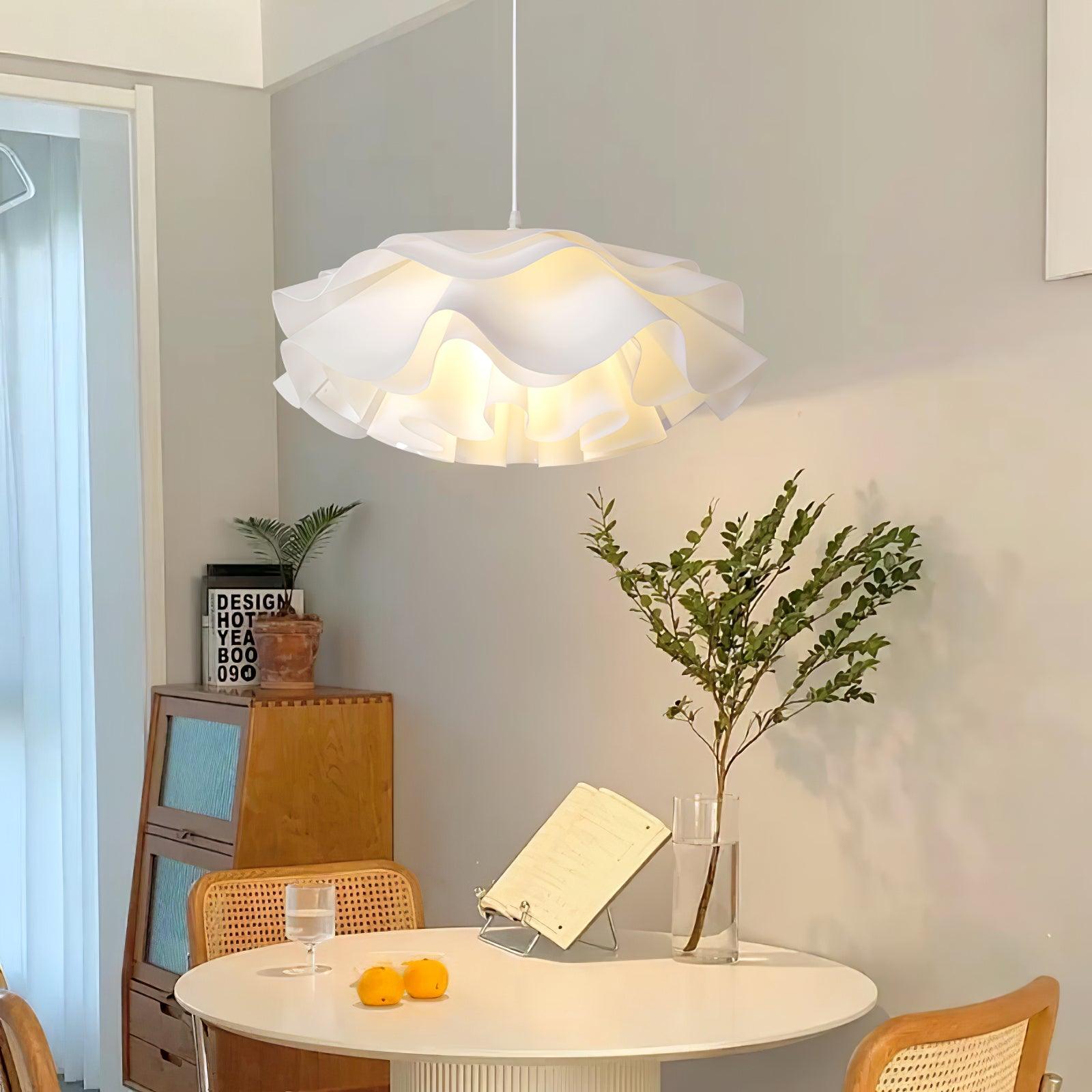 White Flower Pendant Light with Adjustable Height