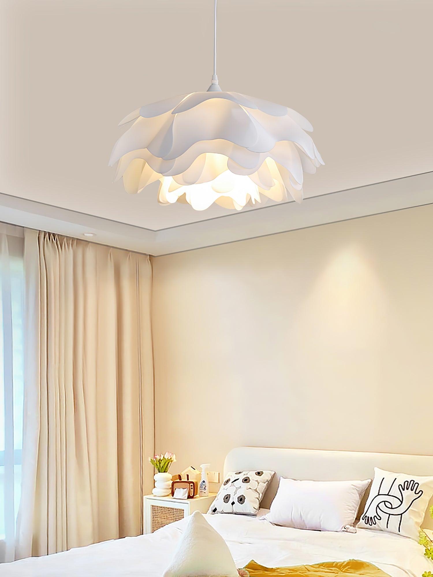 White Flower Pendant Light with Adjustable Height