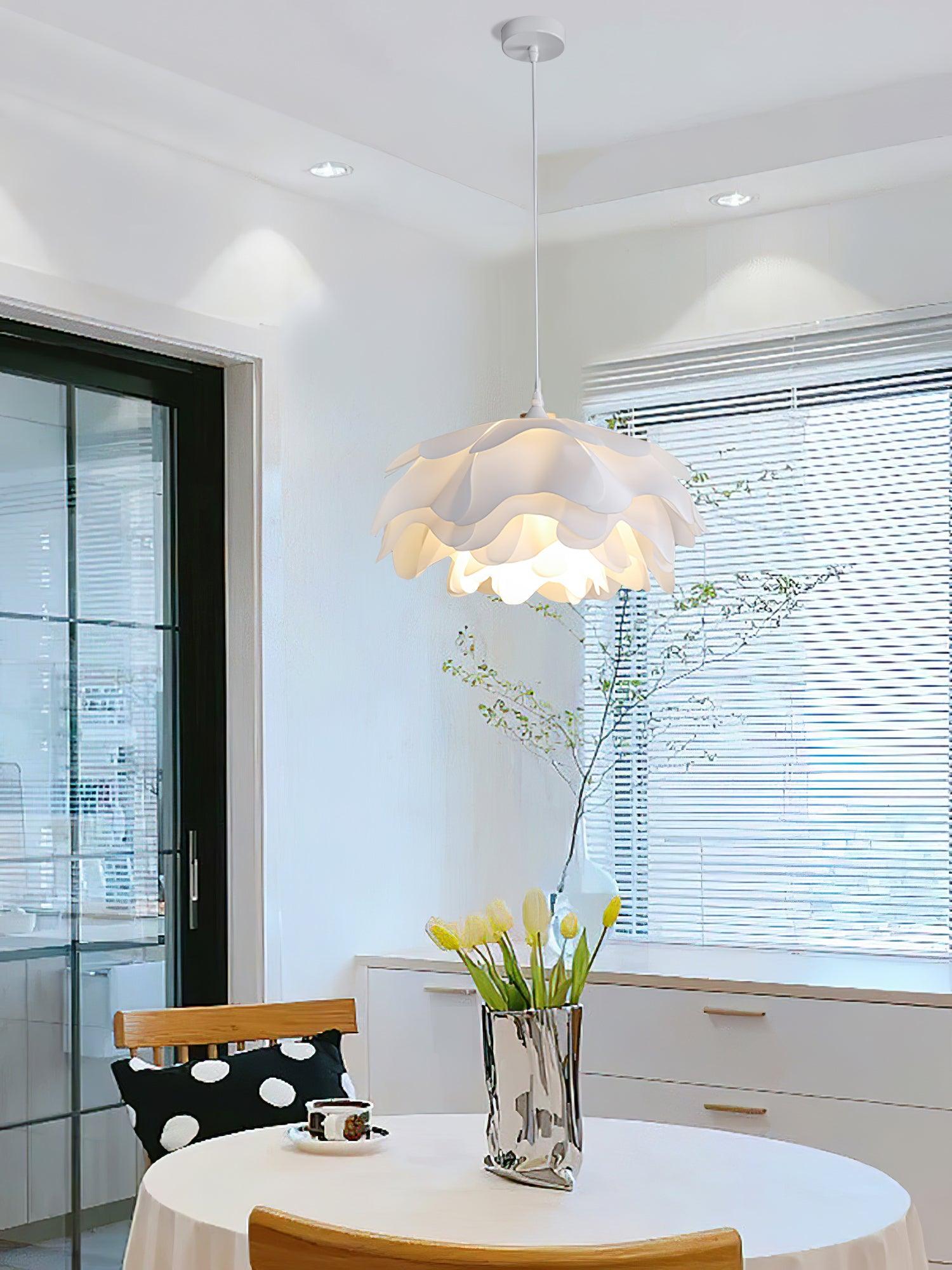 White Flower Pendant Light with Adjustable Height