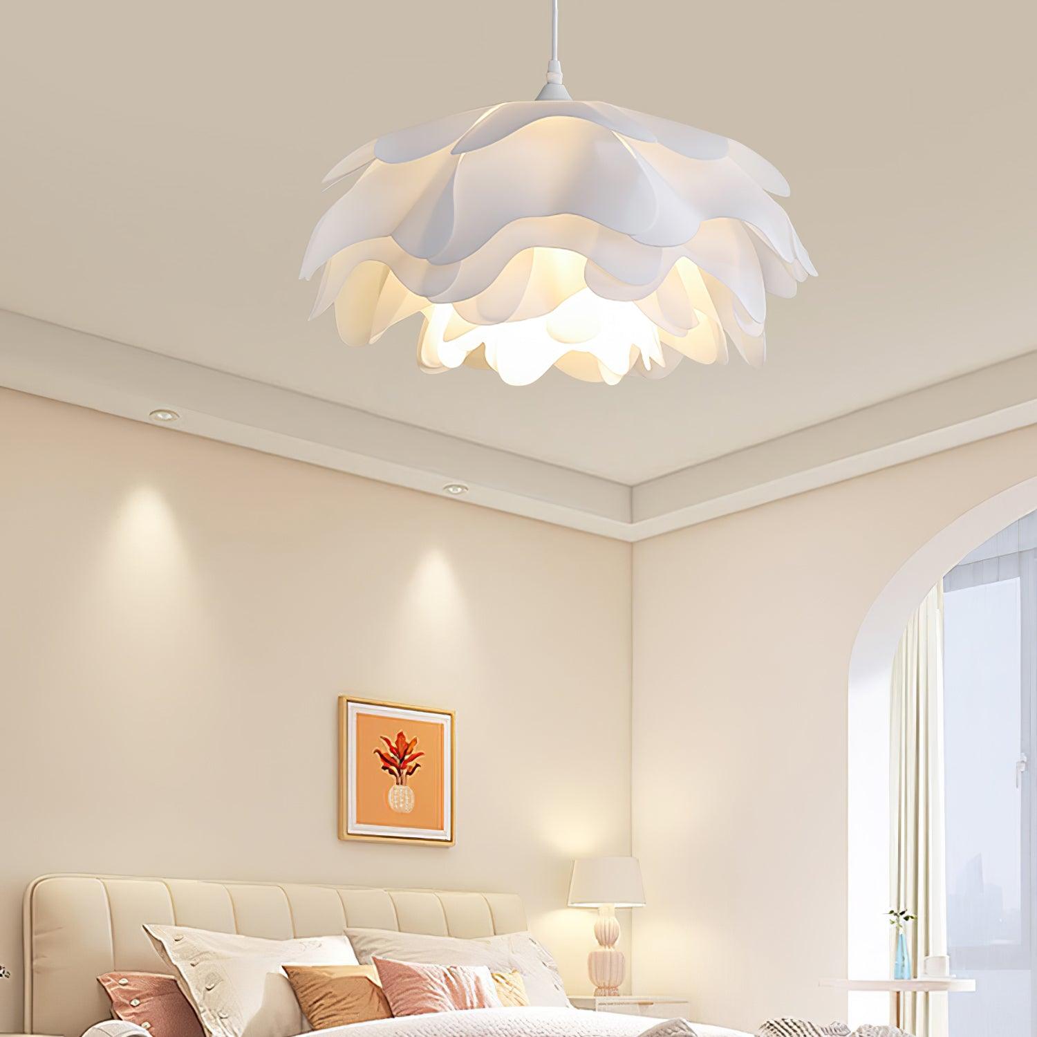 White Flower Pendant Light with Adjustable Height