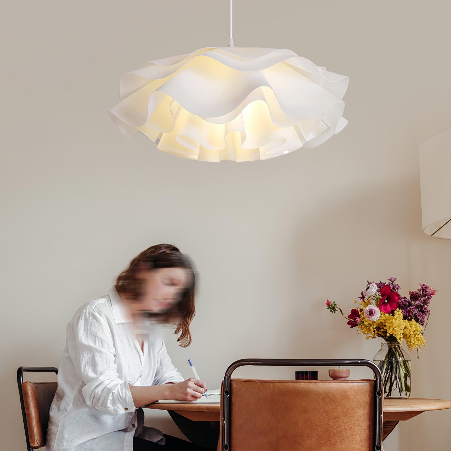 White Flower Pendant Light with Adjustable Height