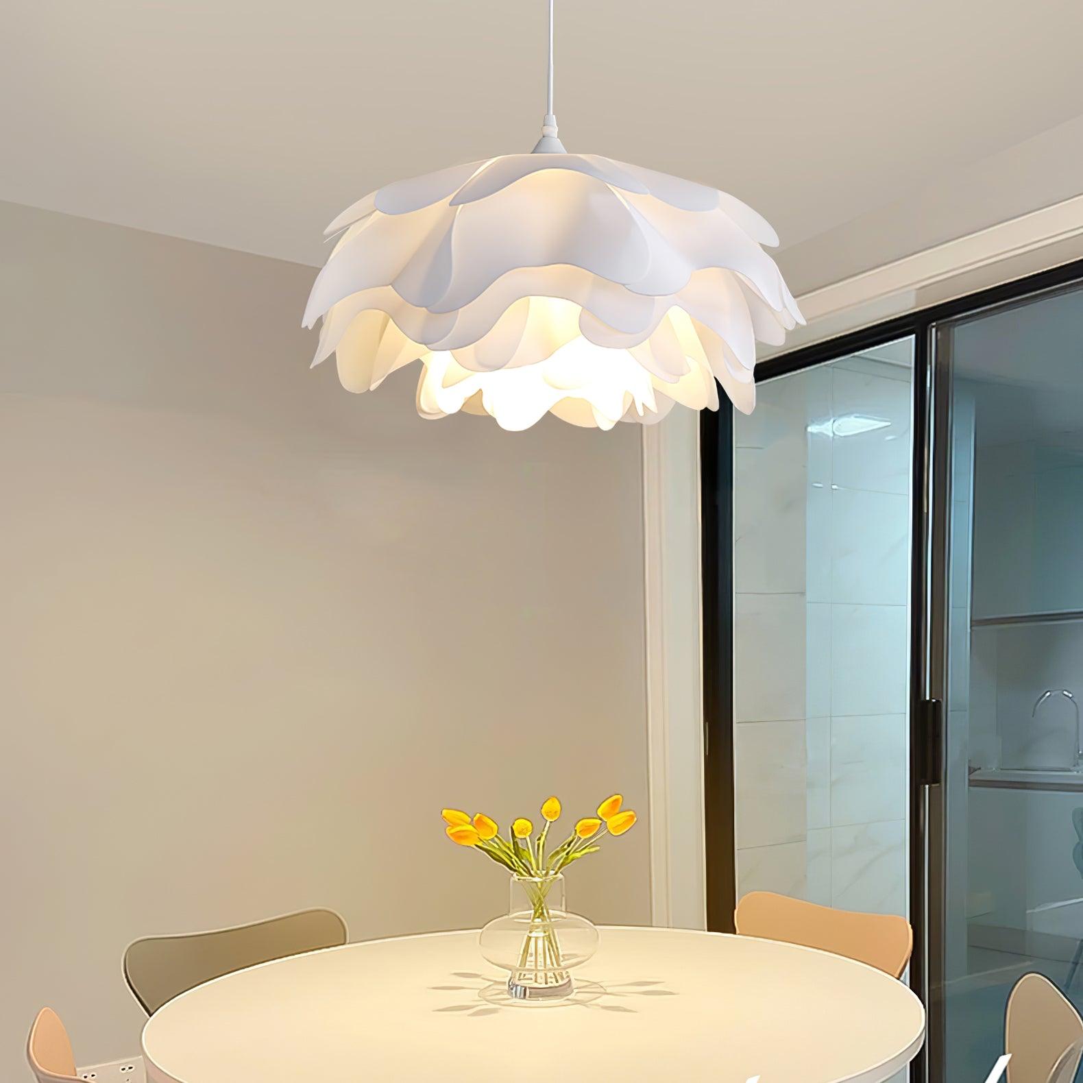 White Flower Pendant Light with Adjustable Height