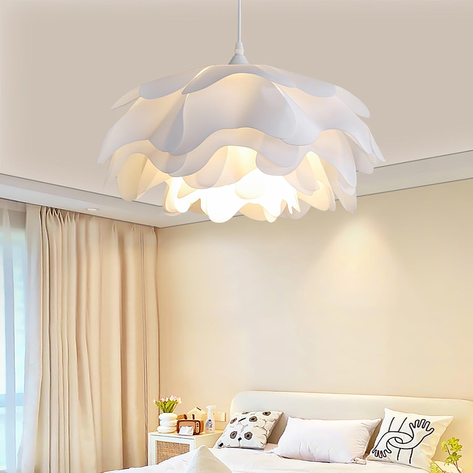 White Flower Pendant Light with Adjustable Height