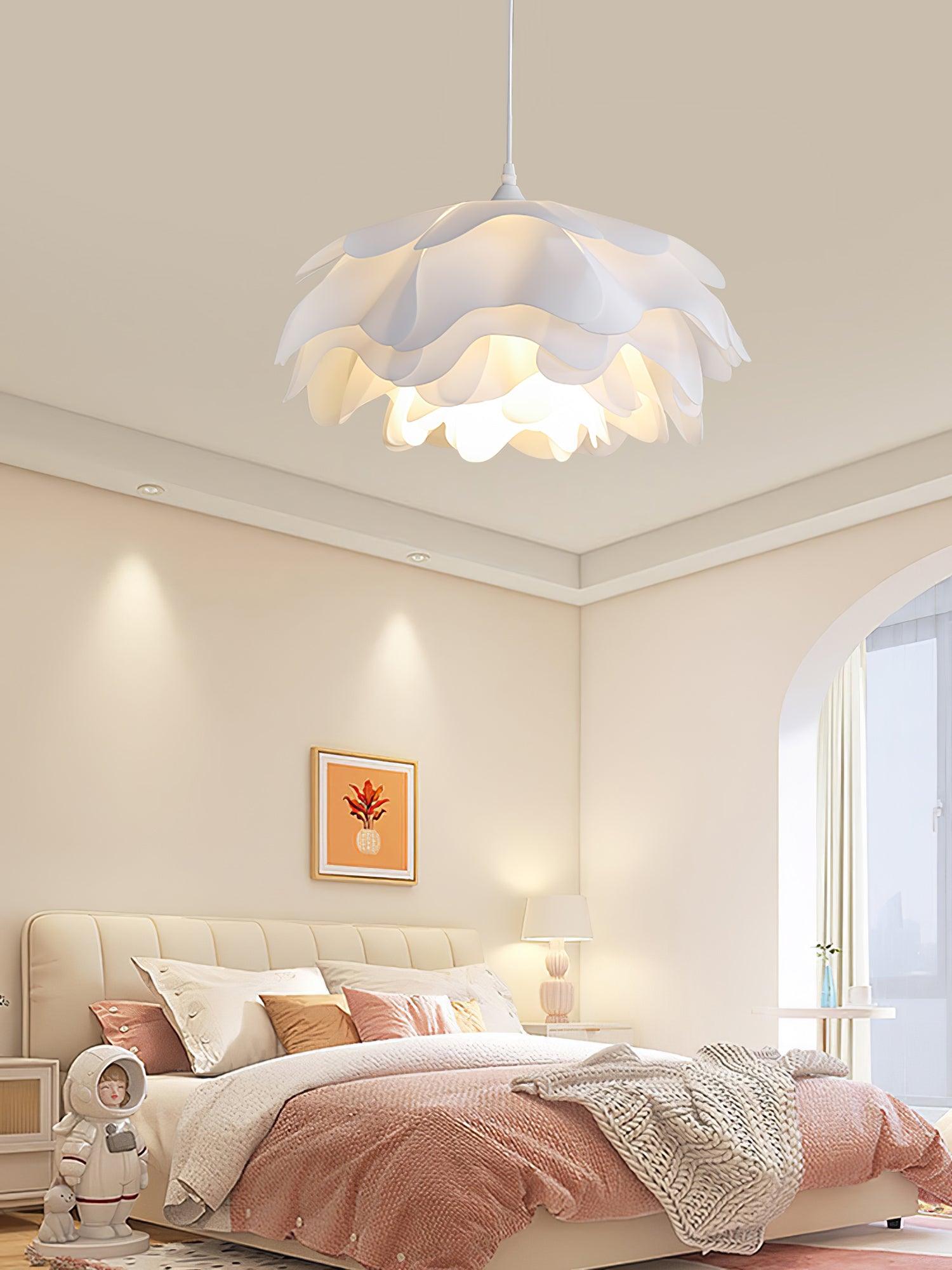 White Flower Pendant Light with Adjustable Height