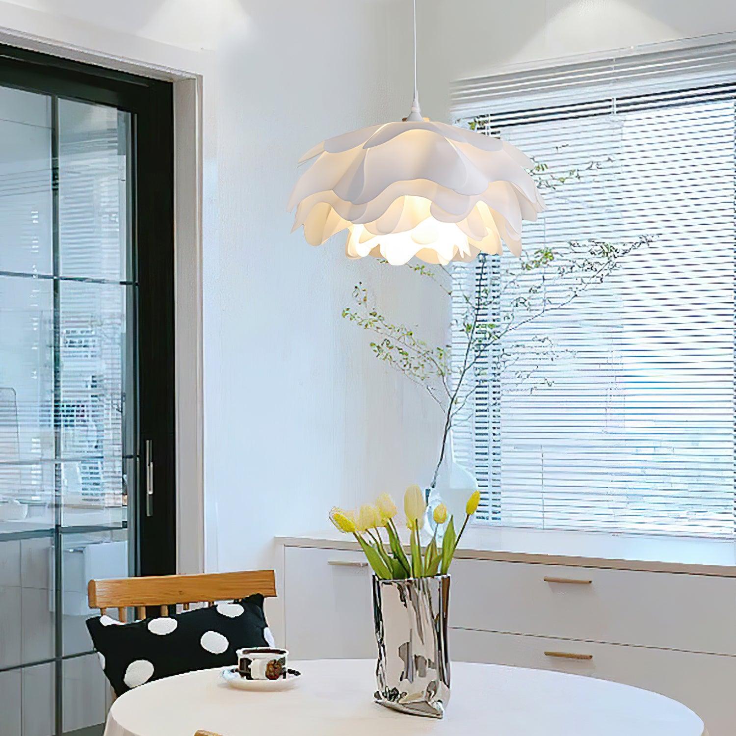 White Flower Pendant Light with Adjustable Height