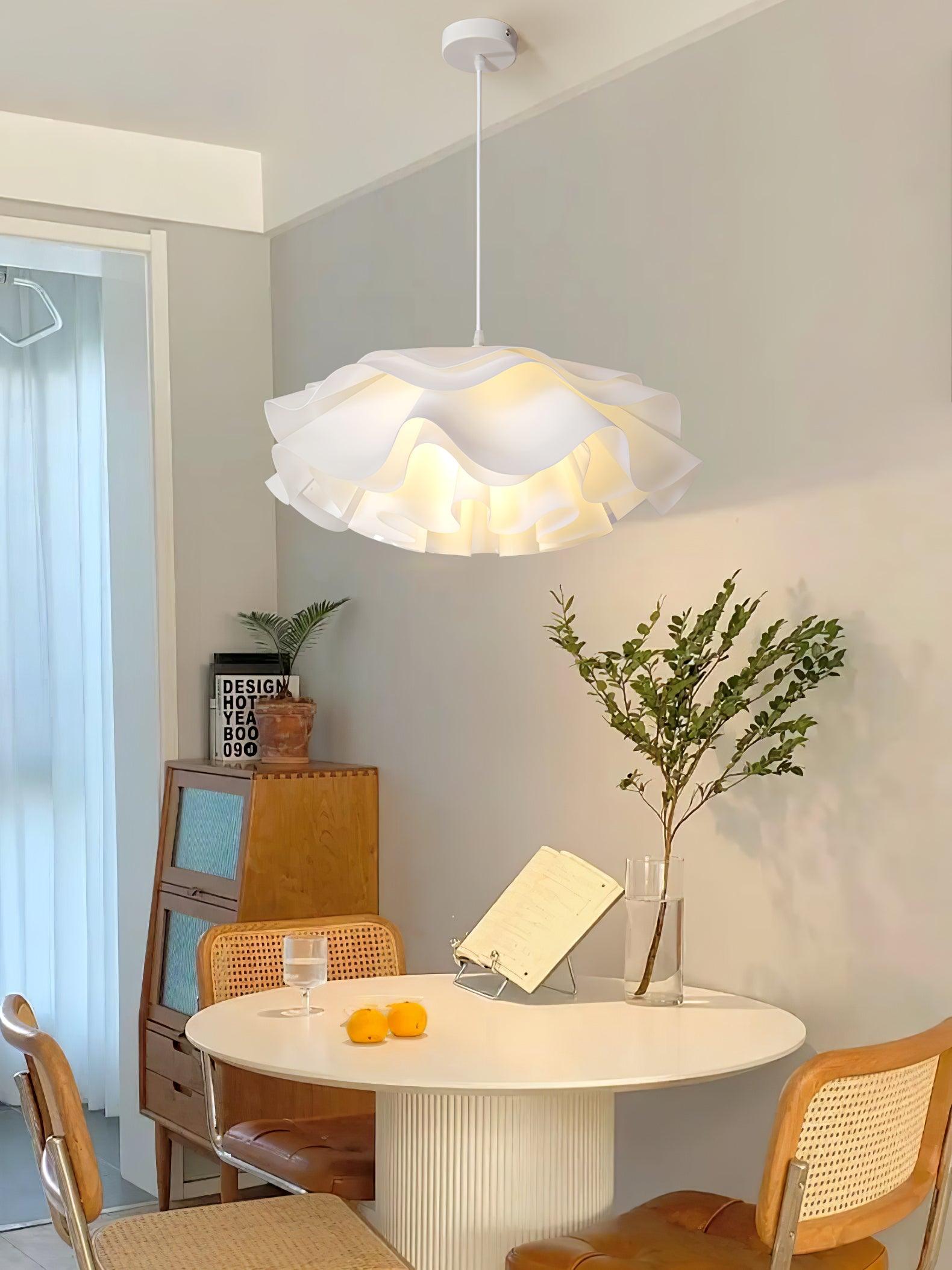 White Flower Pendant Light with Adjustable Height