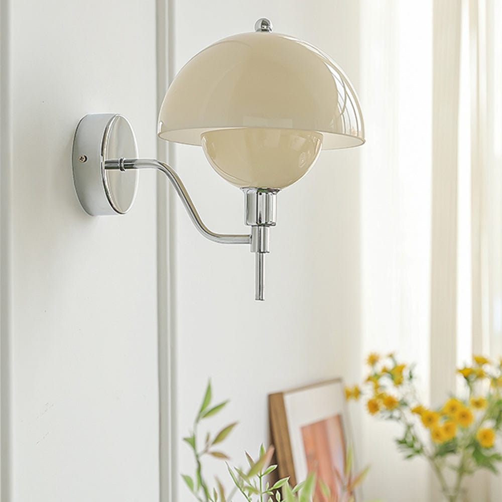 Cream Mushroom Walkway Wall Light – Elegant Glass Fixture