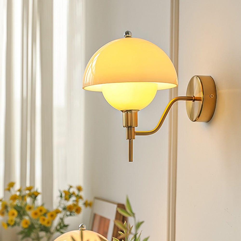 Cream Mushroom Walkway Wall Light – Elegant Glass Fixture