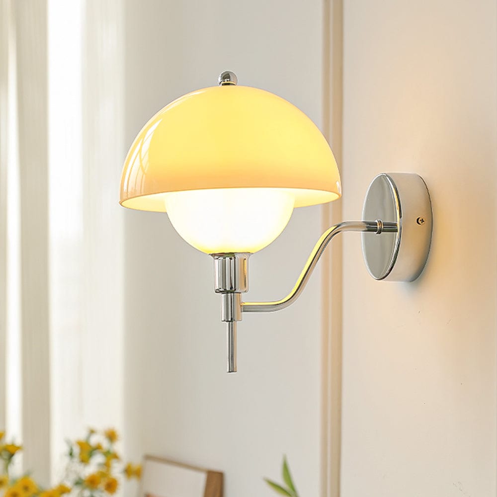 Cream Mushroom Walkway Wall Light – Elegant Glass Fixture