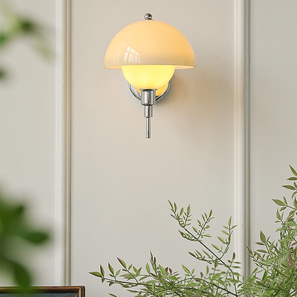 Cream Mushroom Walkway Wall Light – Elegant Glass Fixture