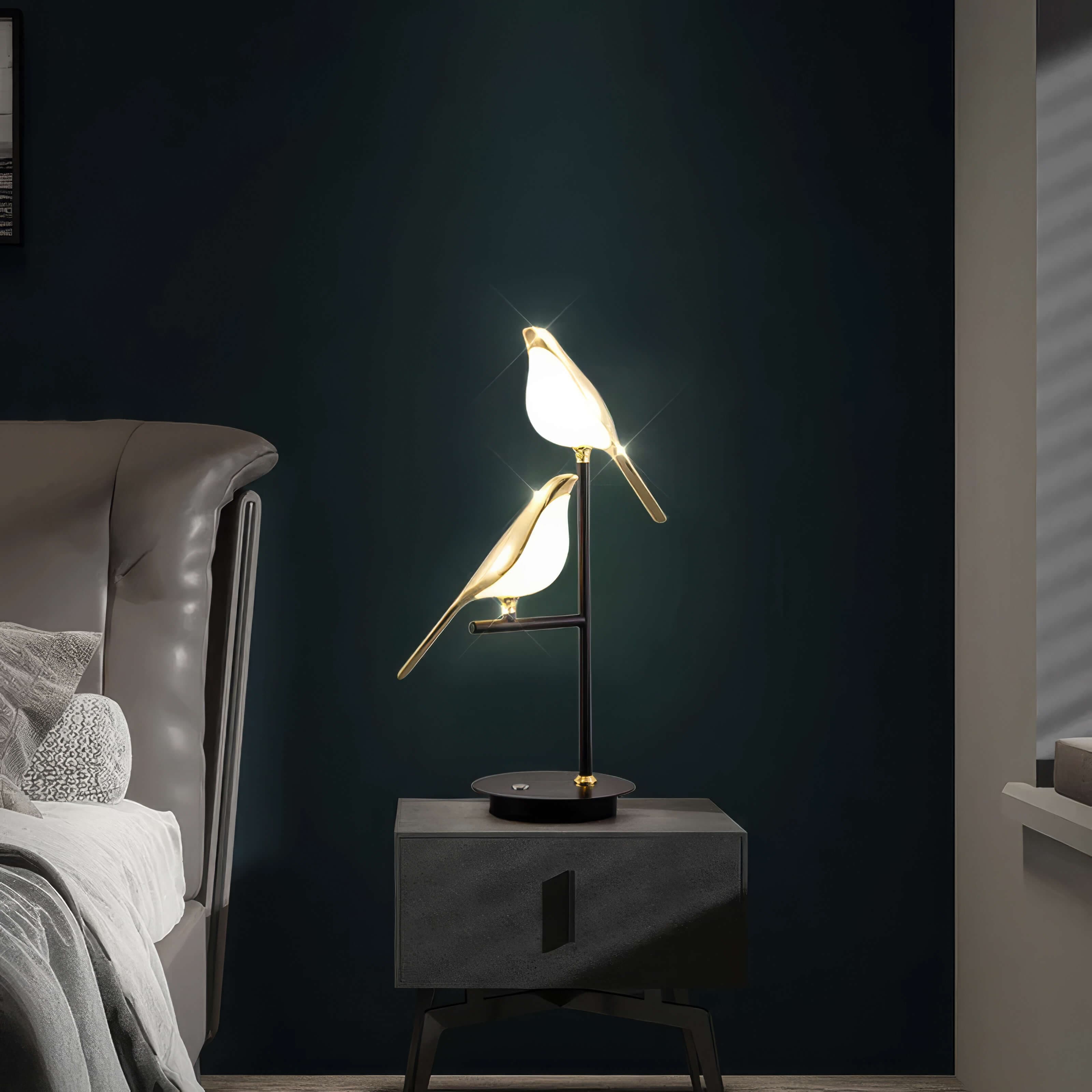 Golden Gleam Doves - Elegant Peace Dove Lamp