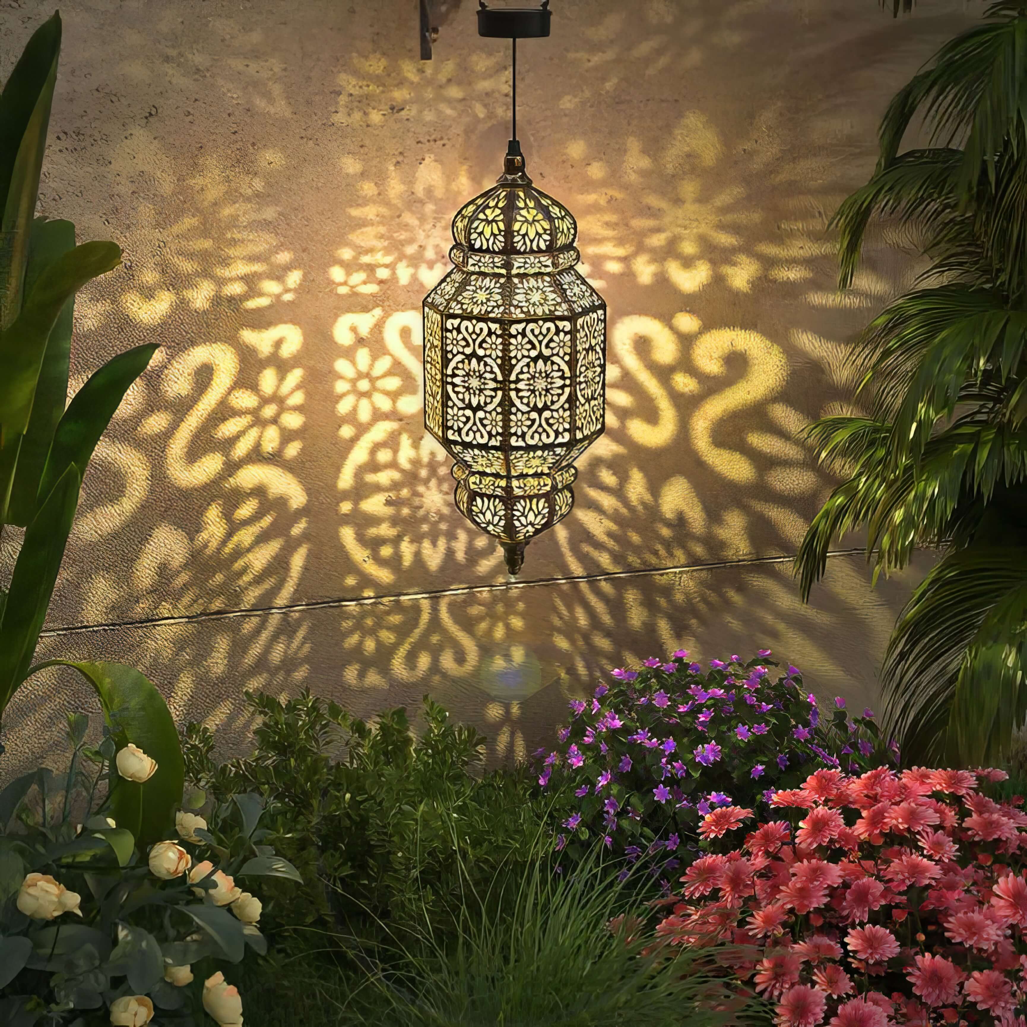 Golden Glory Lantern - Solar-Powered Outdoor Decor