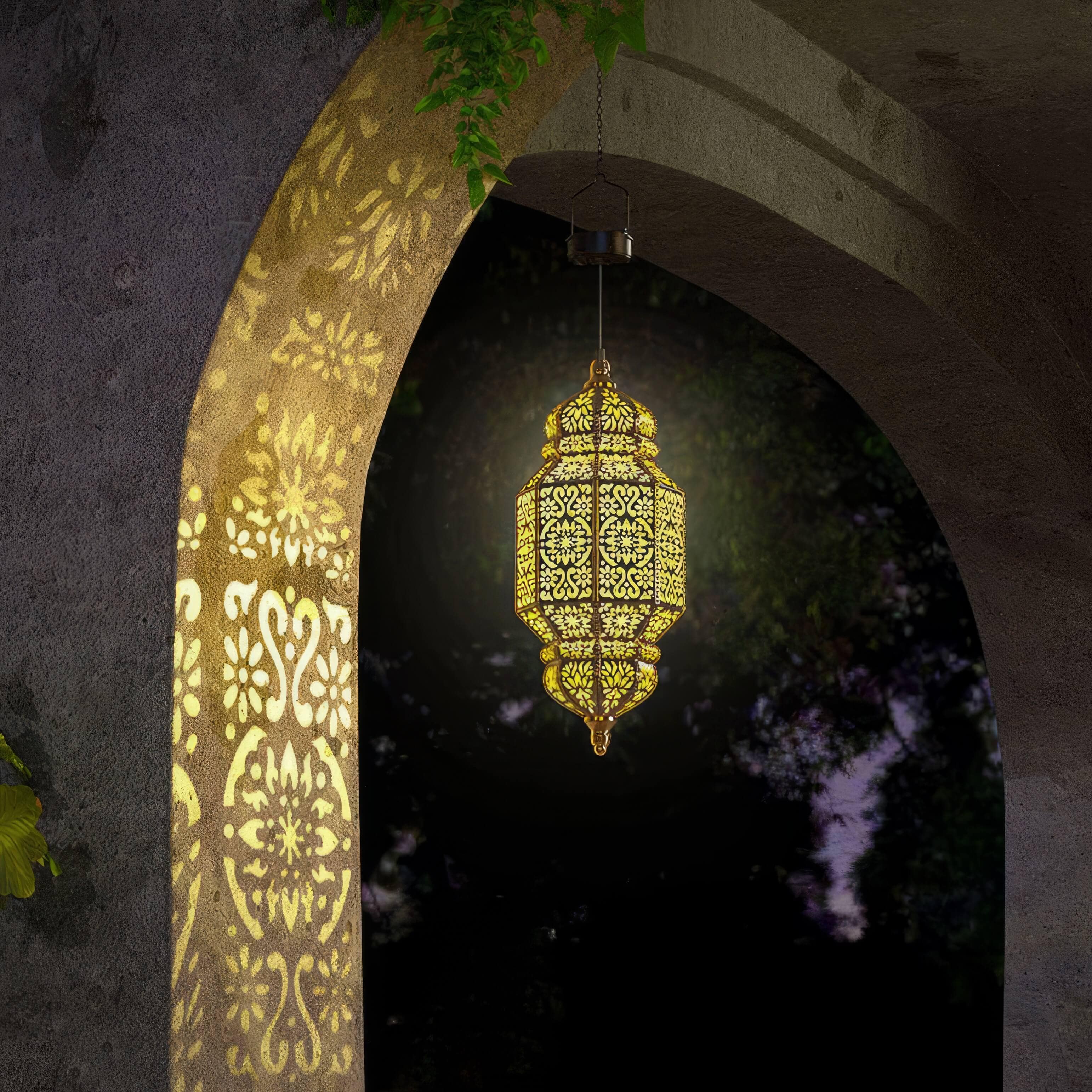 Golden Glory Lantern - Solar-Powered Outdoor Decor