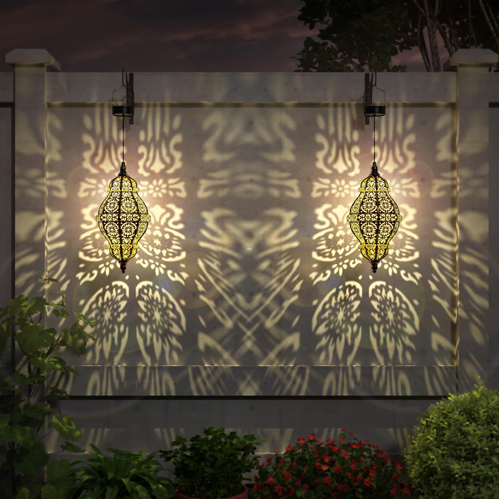 Golden Glory Lantern - Solar-Powered Outdoor Decor