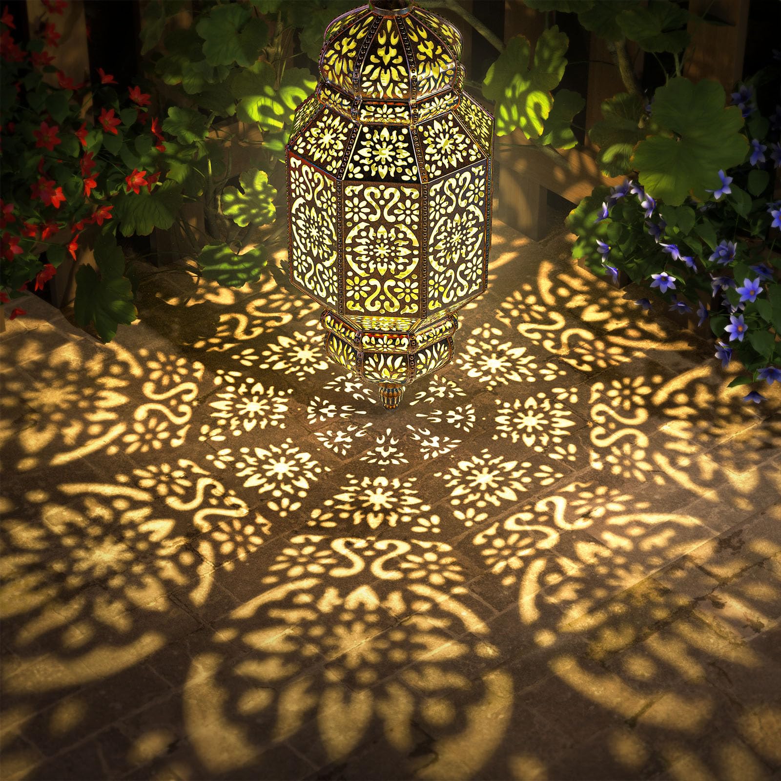 Golden Glory Lantern - Solar-Powered Outdoor Decor