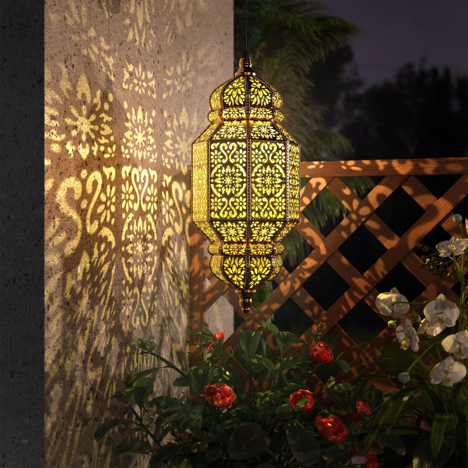 Golden Glory Lantern - Solar-Powered Outdoor Decor