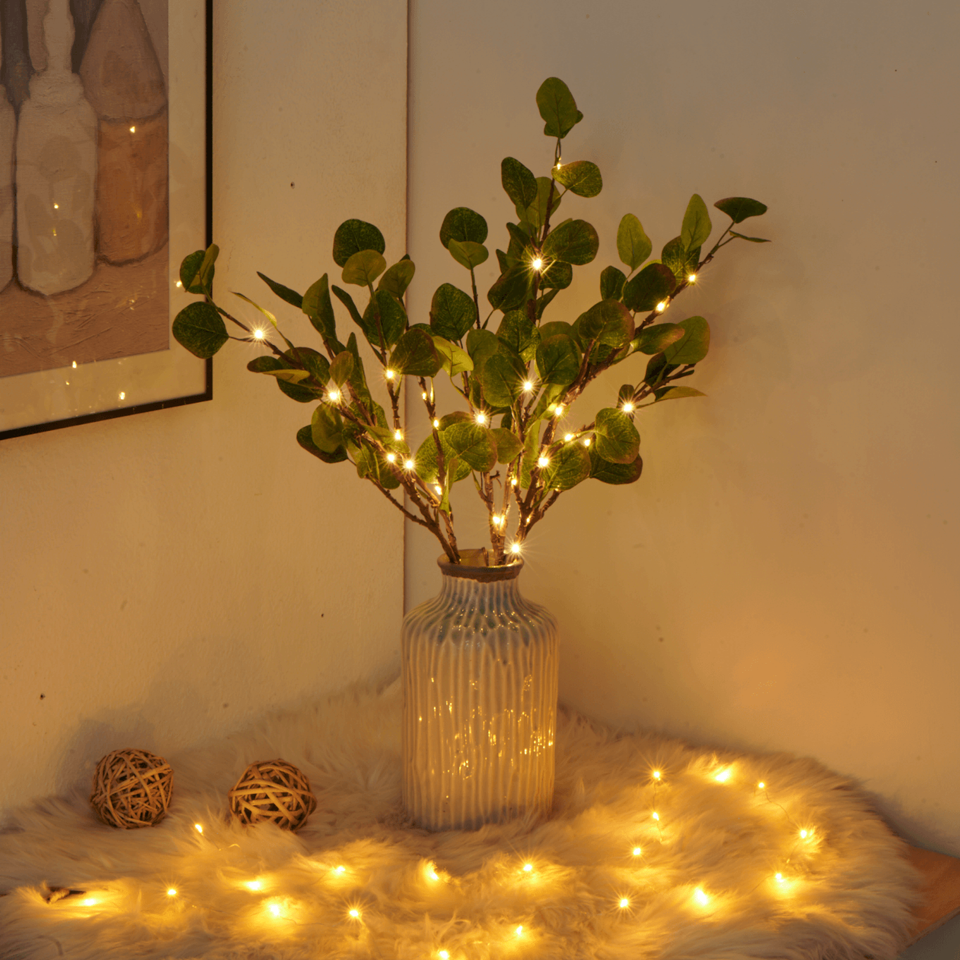 Olive Branch Fairy Lights – Nature-Inspired Twinkling LED Decor