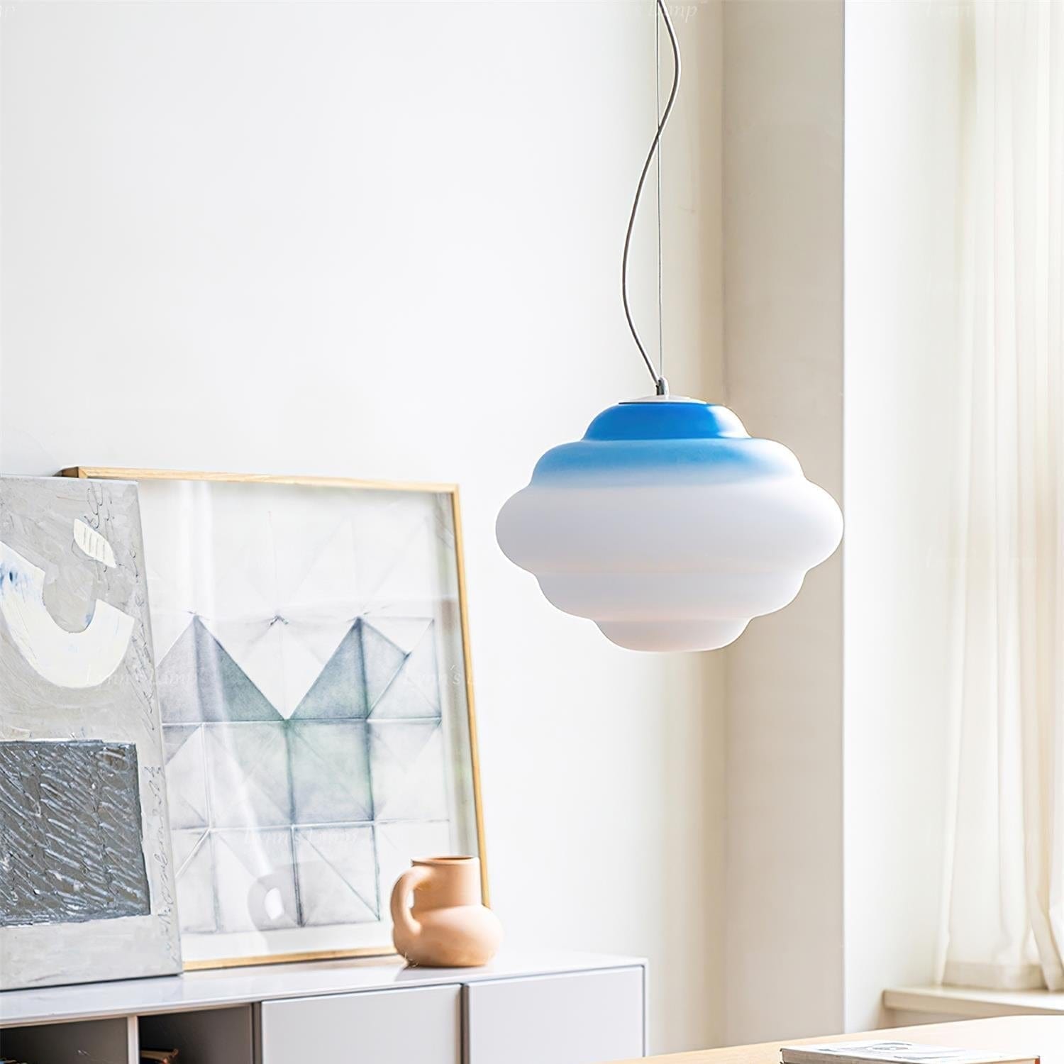 Gradient Cloudy Pendant Lamp - Whimsical Frosted Glass Design