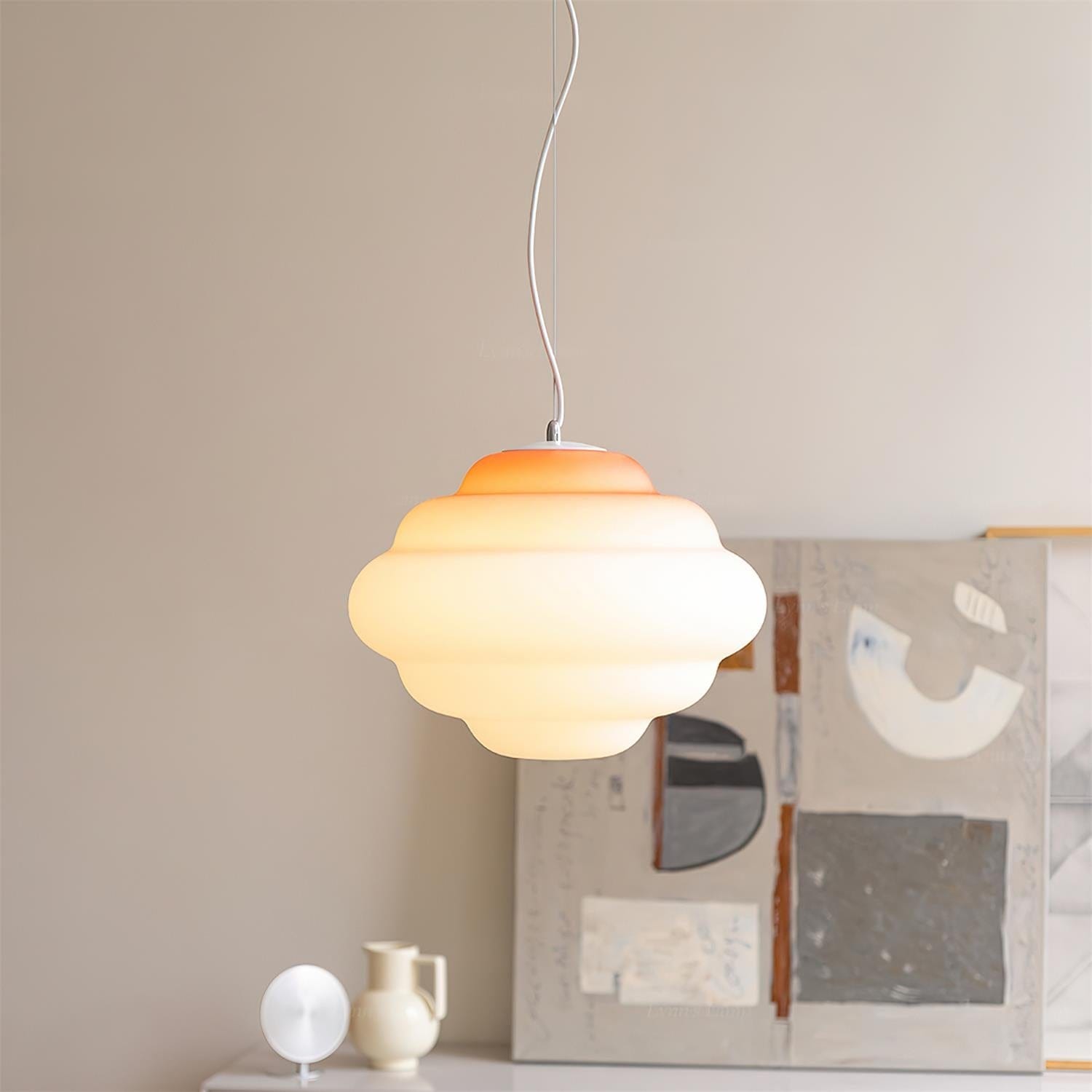 Gradient Cloudy Pendant Lamp - Whimsical Frosted Glass Design