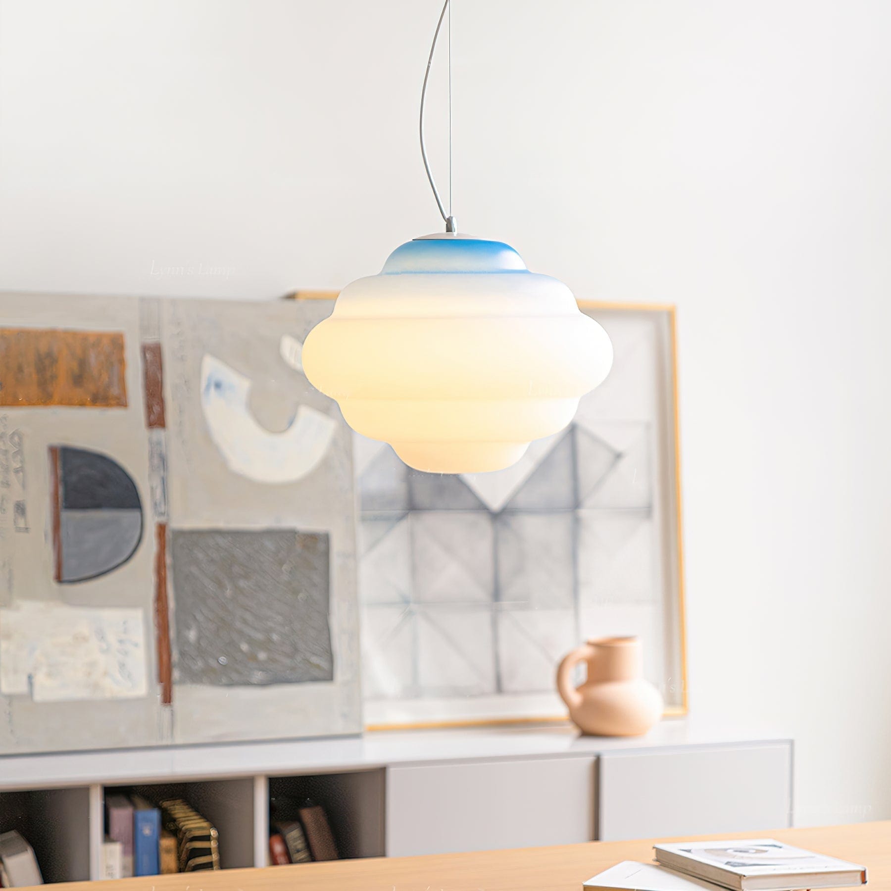 Gradient Cloudy Pendant Lamp - Whimsical Frosted Glass Design