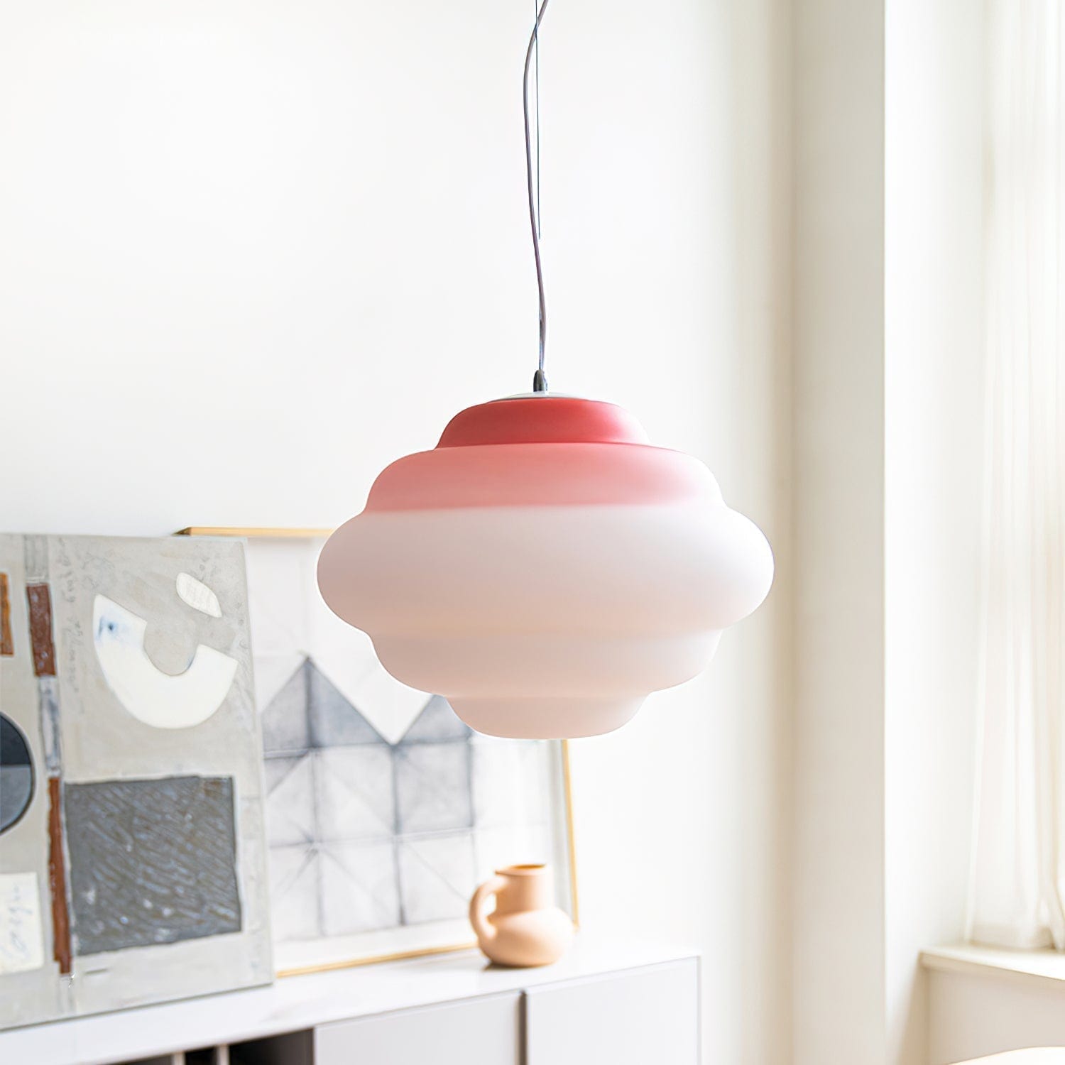 Gradient Cloudy Pendant Lamp - Whimsical Frosted Glass Design