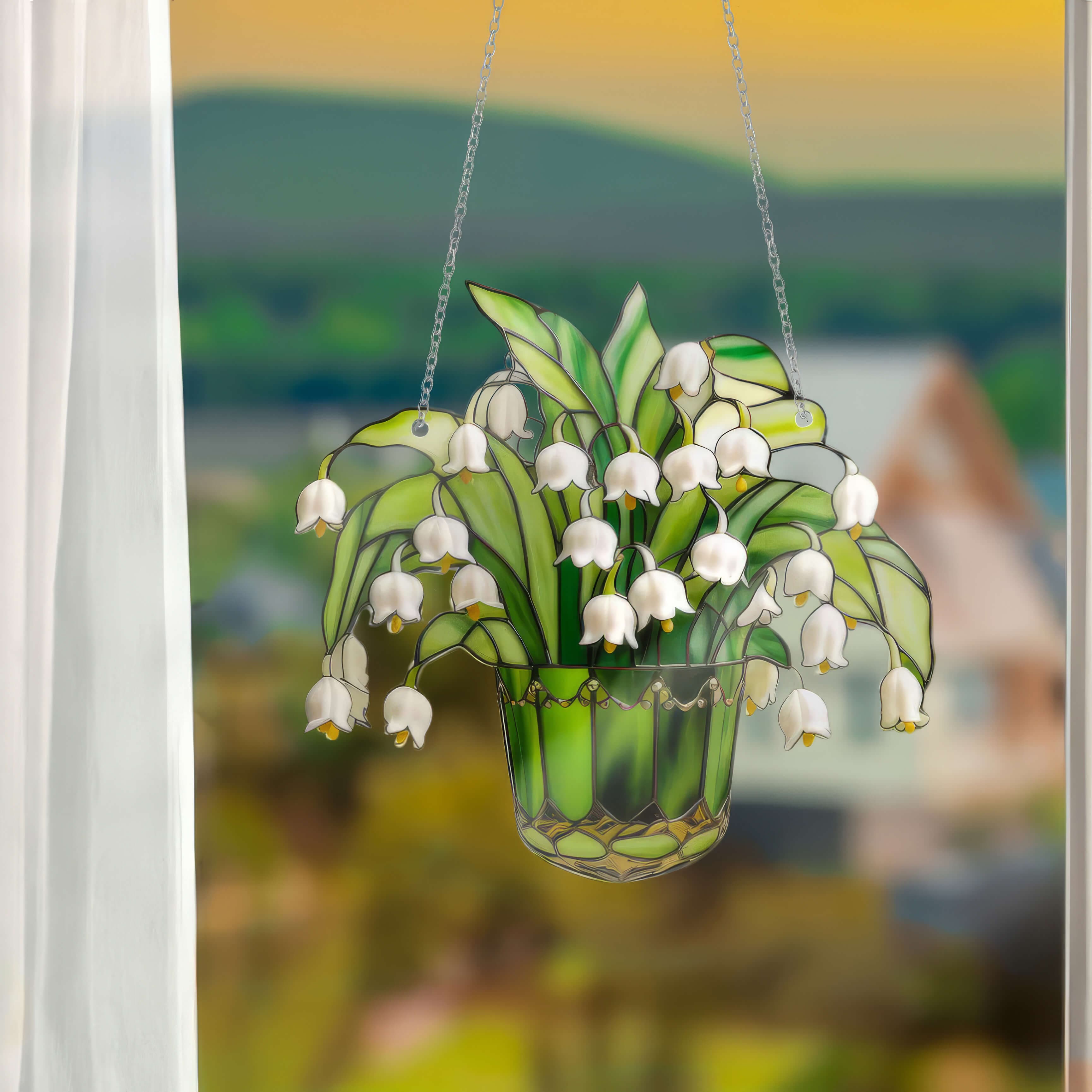 Harmonious Hanging Lily Plant - Sunlit Acrylic Decor