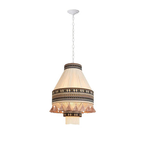 Bohemian Fringe Pendant Lamp - Tribal-Inspired Woven Design with Artisanal Touch