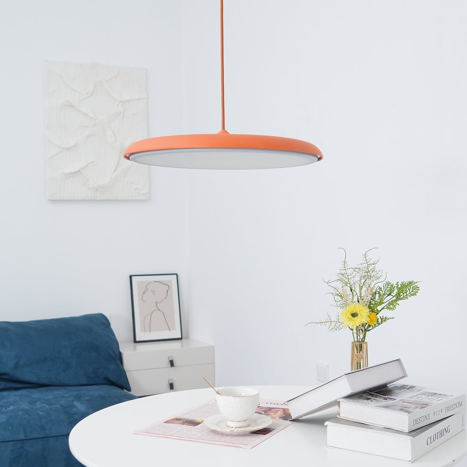 Modern Minimalist Pendant Light with Warm White LED and Metal Acrylic Design