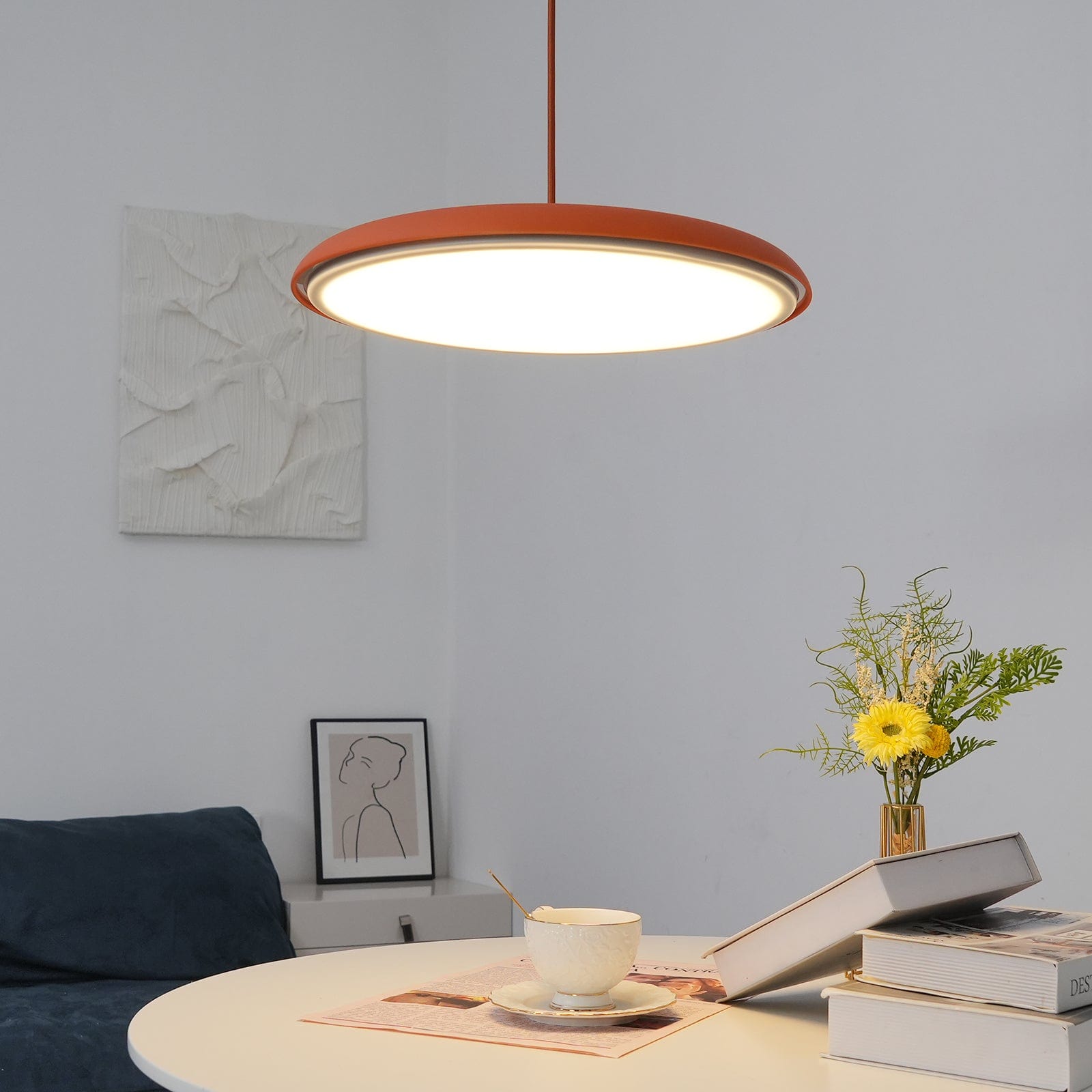 Modern Minimalist Pendant Light with Warm White LED and Metal Acrylic Design