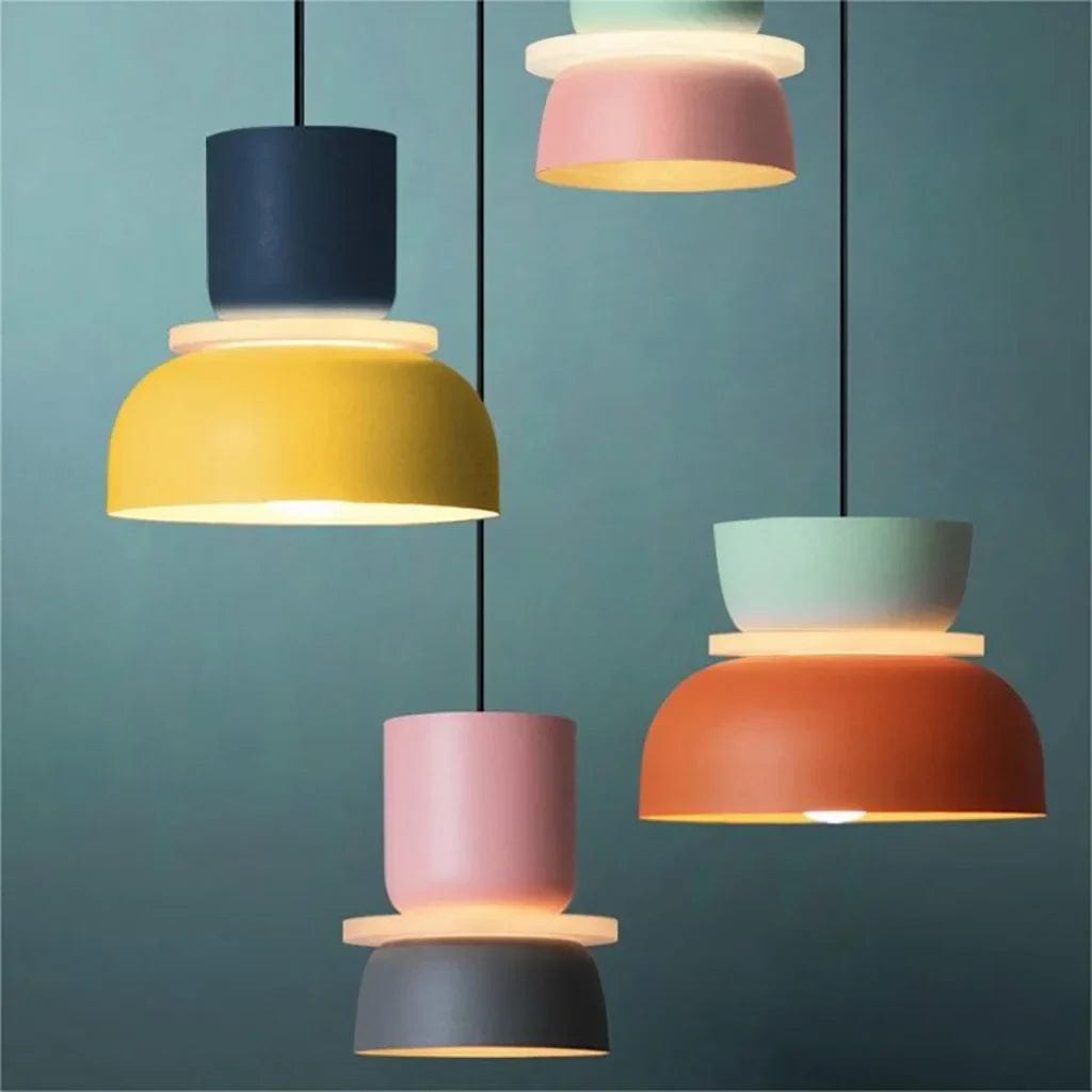 Color-Block Acrylic Pendant Light with Nordic Macaron Design