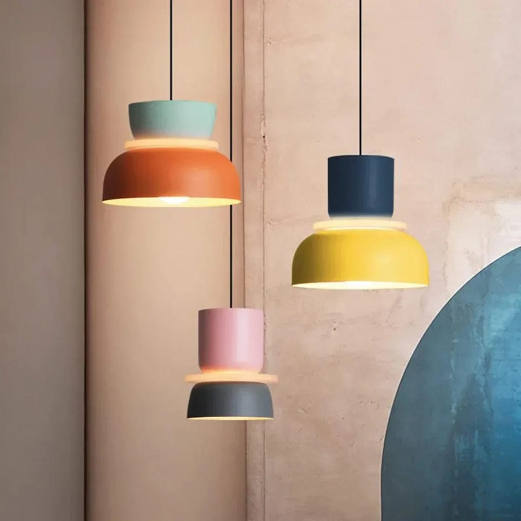 Color-Block Acrylic Pendant Light with Nordic Macaron Design