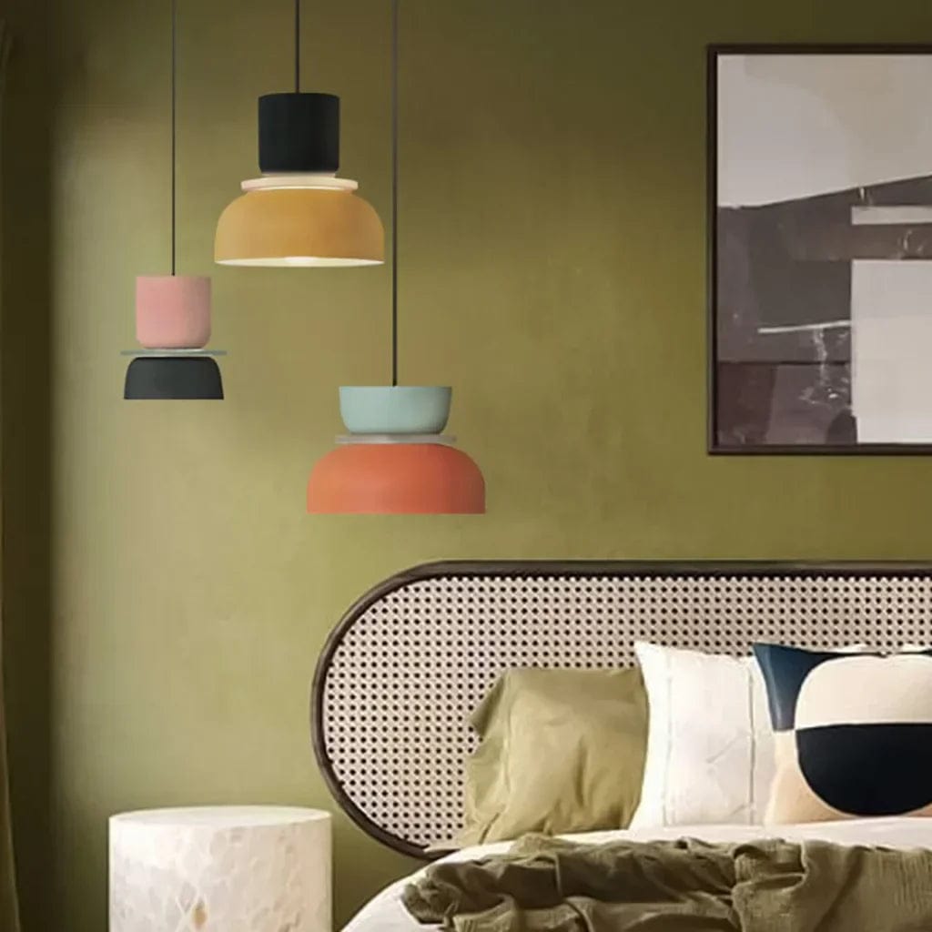 Color-Block Acrylic Pendant Light with Nordic Macaron Design